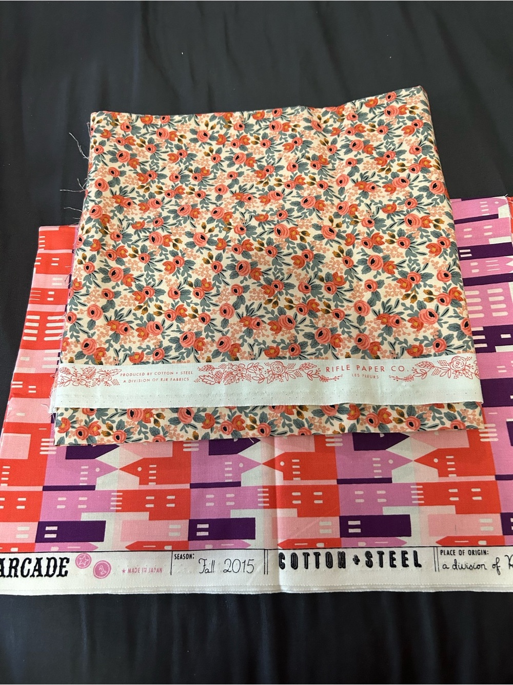 Cotton + Steel Arcade Cotton Fabric Lot 2 Pieces Multicolor Floral Print 2 yards